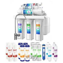 100 GPD 6 Stage Alkaline Reverse Osmosis Water Filter System + Extra 17 Filters