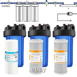 10 Big Blue Standard Whole House Water Filter Housing 3 Stage Filtration System