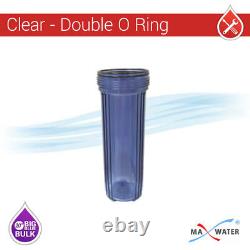 20x4.5 Big Blue Two Stage Clear Whole House Water Filter System, 1 in/out port