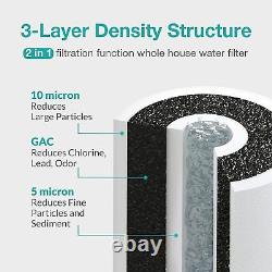 2-Stage 10 Inch Big Blue Whole House Water Filter Housing &6PCS PGC Filtration