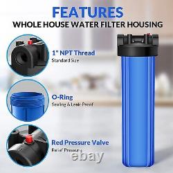 2-Stage 20 Big Blue Whole House Water Filter Housing System Carbon Cartridge