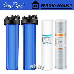 2-Stage 20 Inch Whole House Water Filter Housing System PP Sediment Carbon Block