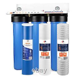 3-Stage Big Blue 20 Whole House System 1 Port+, GAC, Sediment, String Filters