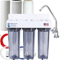 3 Stage Clear Under Sink Water Filter System Sediment/Fluoride Arsenic Filters