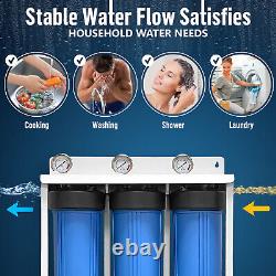 3 Stage High Capacity Blue Whole House Filter System Freestanding Steel Frame