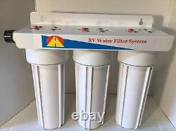 3 Stage RV Water Filter System with Leak Proof Double O-Ring with 3/4 Hose Fittings