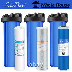 3-stage 20 Inch Whole House Water Filter Housing System Sediment CTO GAC Carbon