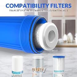 4 Pack Big Blue Whole House Water Filter Housing Sets 4.5 x 20 with 1 Port