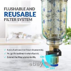 4-Stage 20 Big Blue Whole House Water Filter Housing Spin Down Sediment System
