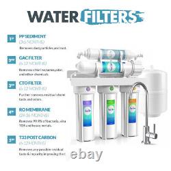 5-Stage Certified Ultra Safe Reverse Osmosis Drinking Water Filter System 75GPD