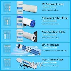 5 Stage Reverse Osmosis RO System Drinking Water Filter 75 GPD with Booster Pump