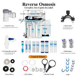 5 Stage Reverse Osmosis RO System Drinking Water Filter 75 GPD with Booster Pump