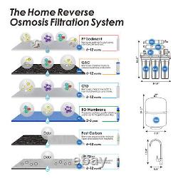 6 Stage 75 GPD Reverse Osmosis System Alkaline Drinking Water Filter Purifier