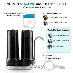 APEX EXPRT MR-2050 Dual Countertop Water Filter System Carbon Alkaline pH+ Black