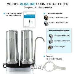 APEX EXPRT MR-2050 Dual Countertop Water Filter System Carbon Alkaline pH Chrome