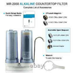 APEX EXPRT MR-2050 Dual Countertop Water Filter System Carbon Alkaline pH+ Clear