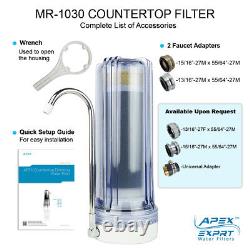 APEX MR-1030 3 Stage Countertop Water Filter KDF Carbon GAC Sink Purifier White