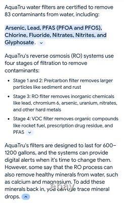 AquaTru Classic Reverse Osmosis Filtration System With Set Of Filters! Read