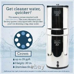 Berkey Water Filter System Crown with 2 Black Filters NEW
