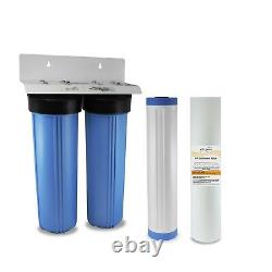 Big Blue 20x4.5 Whole House Water Filter 2 stage System 1 Ports Double ORing