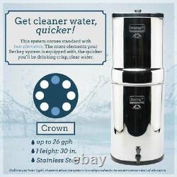 Crown Berkey Water Filter with 2 Black Berkey Purifiers NEW
