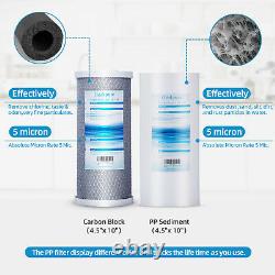 Geekpure 2 Stage Whole House Water Filter System 1 Port 10 x 4.5 PP Carbon