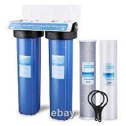 Geekpure 2 Stage Whole House Water Filter System 1 Port 4.5 x 20 PP Carbon