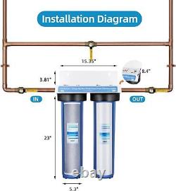 Geekpure 3 Stage Whole House Water Filter System with Housing PP and Carbon Filter