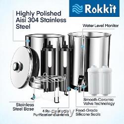 Gravity Water Filter System 2.25G Stainless-Steel 4 Filters Metal Spigot NEW