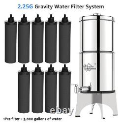 Gravity Water Filter System Water Filtration Bucket Purifier with9pcs Replacement