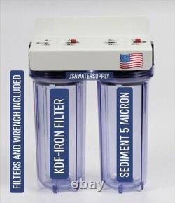 High Flow 2 Stage Water Filter System IRON Removal Portable 3/4 Whole House RV
