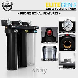 PRO+AQUA ELITE GEN2 Whole House 3 Stage Well Water Filter System, Gauges, 1