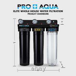 PRO+AQUA ELITE GEN2 Whole House 3 Stage Well Water Filter System, Gauges, 1