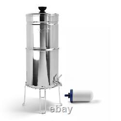 ProOne Traveler+ Polished Stainless Gravity Water Filter System with (1) 5 Filter
