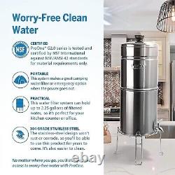 ProOne Traveler+ Stainless-Steel Gravity Water Filter System with 5 inch Filter