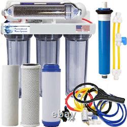 RO/DI Dual Outlet Drinking water/Aquarium Filter Core System Clear Housings 100G