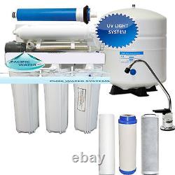 RO Water Filter Reverse Osmosis Filtration System w. UV Light 100 GPD