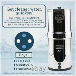 Royal Berkey Water Filter System 3.25 Gallons with 2 Black Filters New