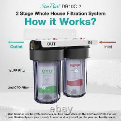 SimPure 2-Stage Whole House Water Filter System Spin Down Sediment Filter 1 NPT