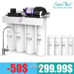 SimPure T1-400 GPD UV Reverse Osmosis RO Water Filter System Under Sink+4Filter