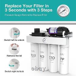 SimPure T1-400 GPD UV Reverse Osmosis RO Water Filter System Under Sink+Alkaline
