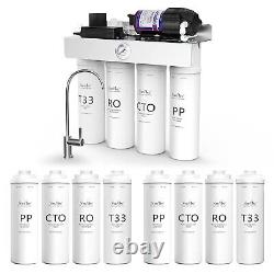 SimPure T1-400 GPD UV Reverse Osmosis Tankless RO Water Filter System +8Filters