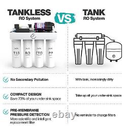 SimPure T1-400 GPD UV Reverse Osmosis Tankless RO Water Filter System +8Filters