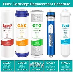 TO PR 75 GPD 5 Stage Reverse Osmosis Water Filtration System Undersink Filter
