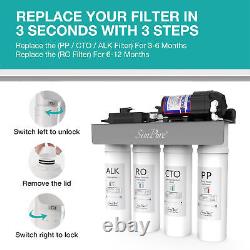 WP2-400 GPD 8-Stage UV Reverse Osmosis Alkaline pH+Water Filter System+3Filters