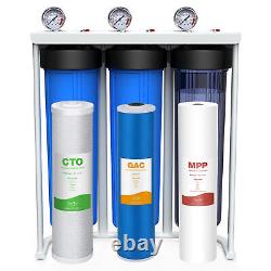 Whole House Water Filter System 4.5 x 20 Three Stage Filtration 1 Port
